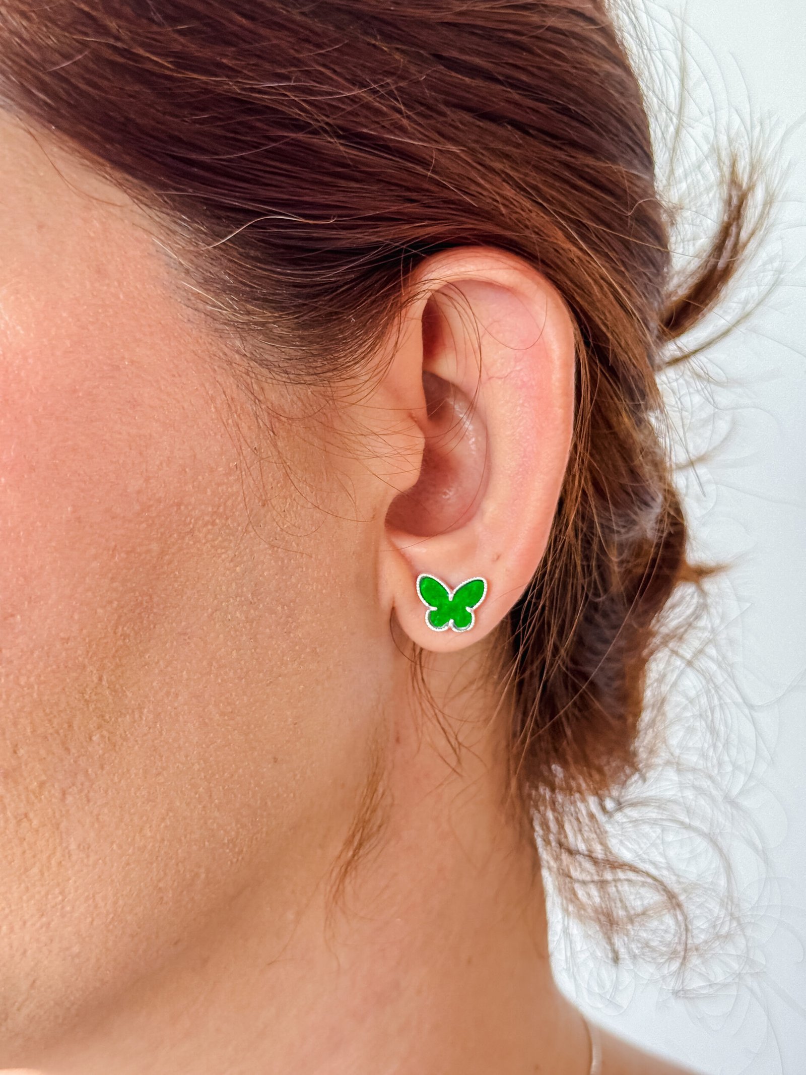 BRINCO BORBOLETA VERDE EM PRATA 925