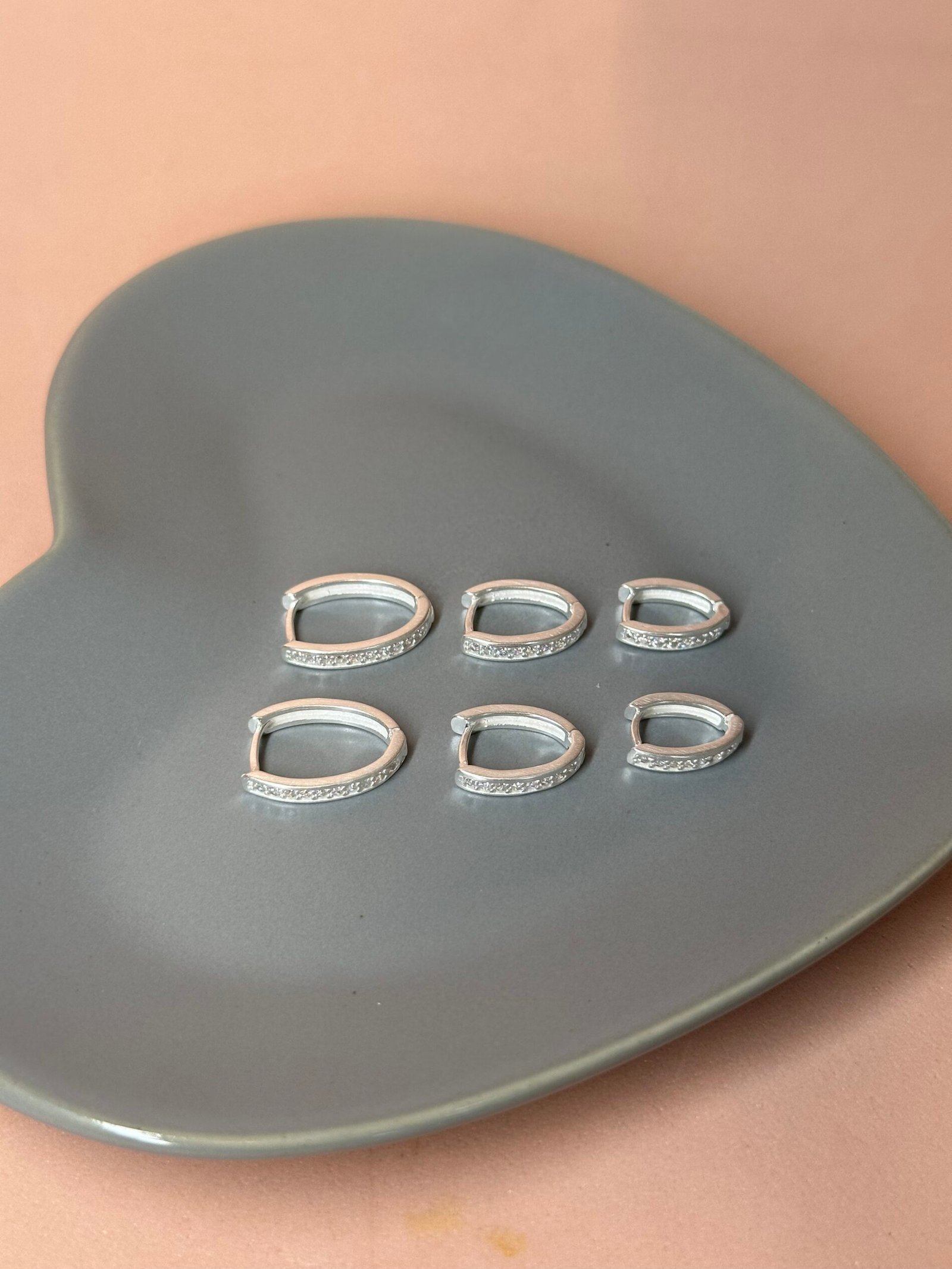 TRIO ARGOLAS OVAL COM ZIRCÔNIAS PRATA 925