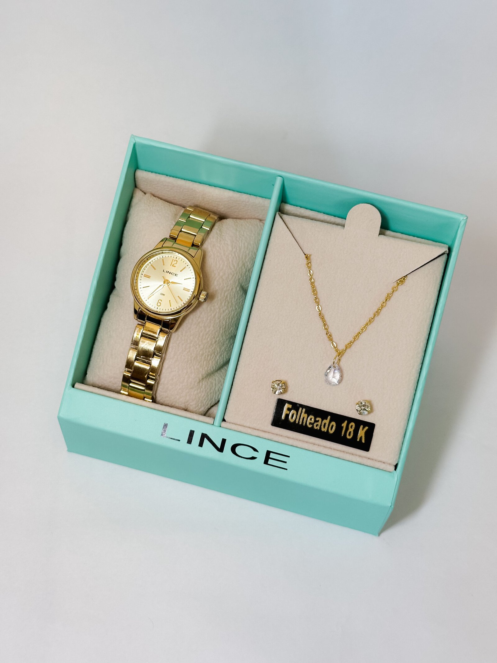 CONJUNTO RELÓGIO DOURADO LINCE