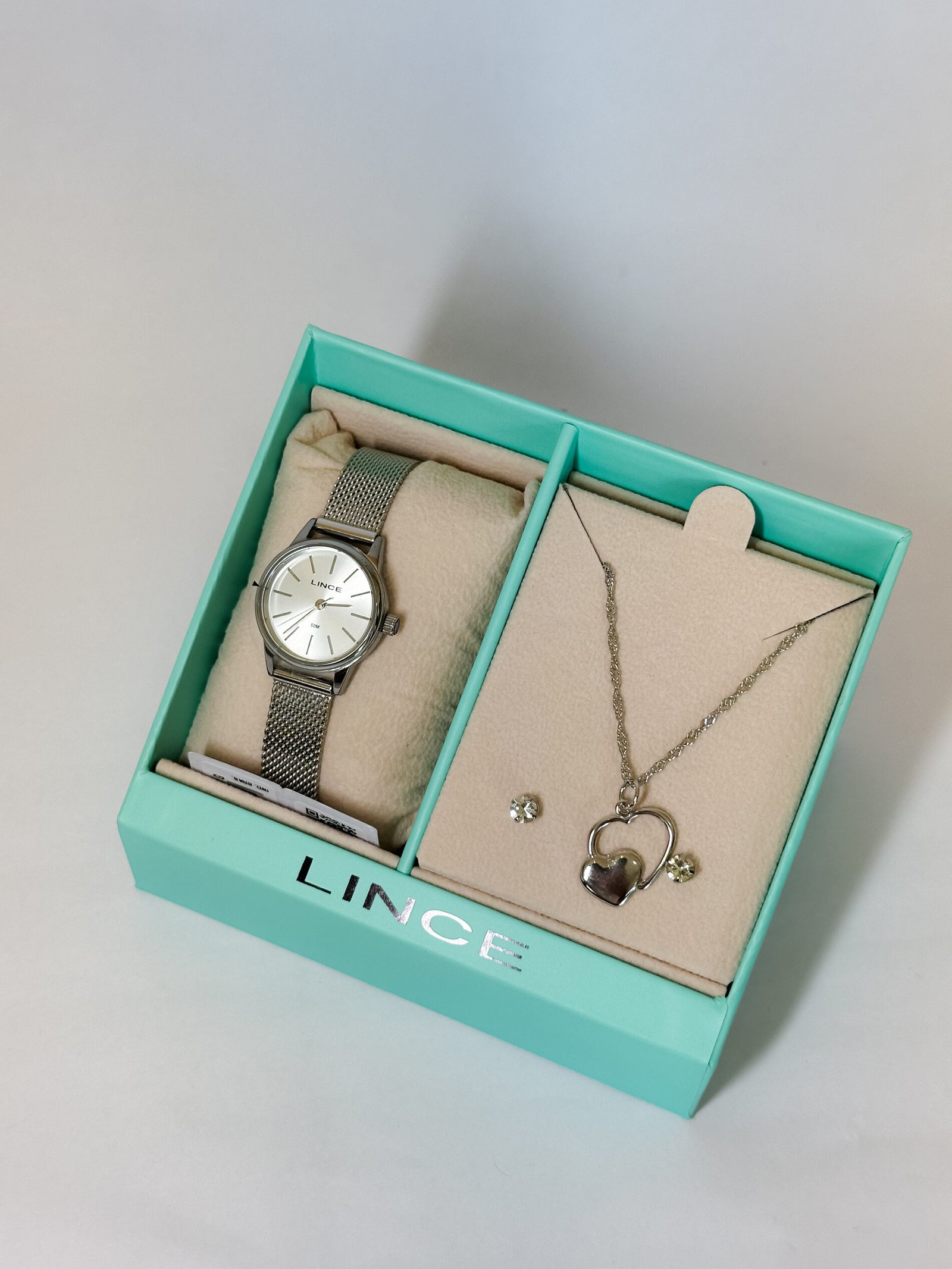 CONJUNTO RELÓGIO PRATEADO LINCE